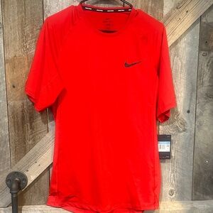 Nike Red Short-Sleeve Dri-FIT Athletic Tee with Black Swoosh